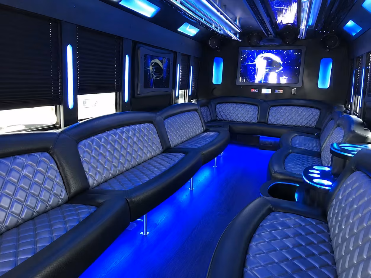 15 passenger party bus interior