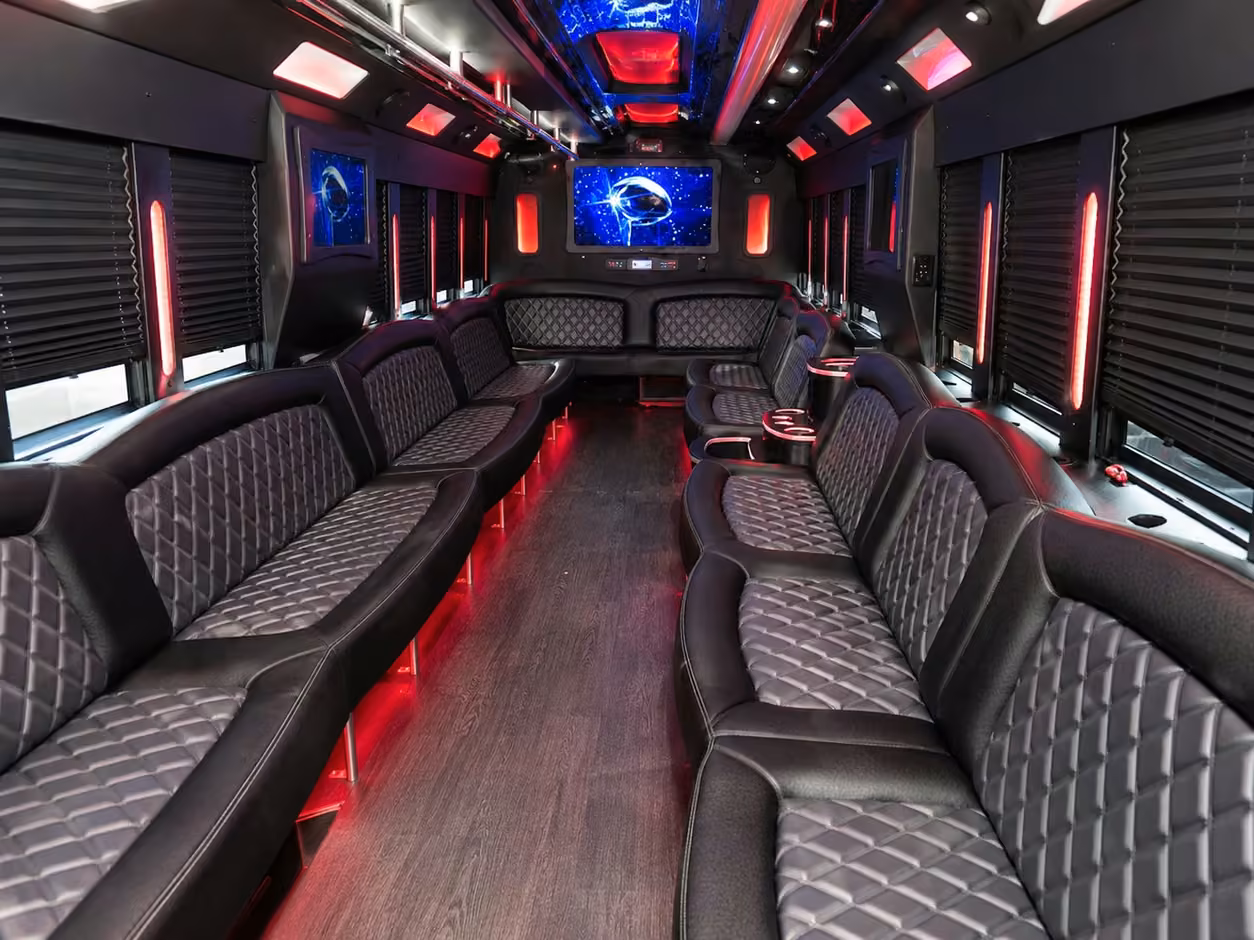 18 passenger party bus inside
