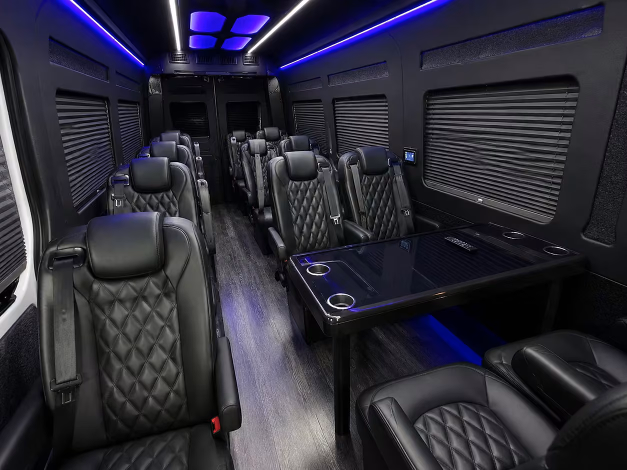 sprinter van rental with driver inside